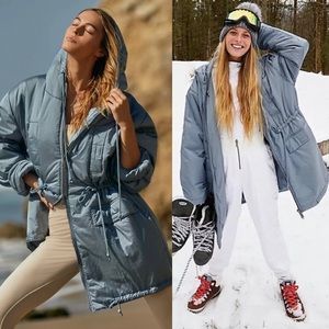 Free People Movement Head In The Clouds Packable Puffer Parka Coat Blue